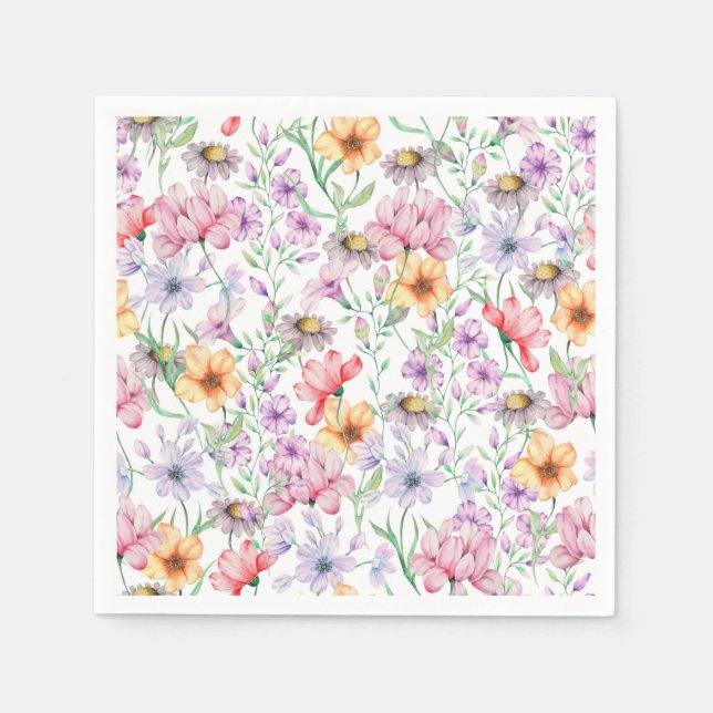 Serviette En Papier Fleurs Violettes (Devant)