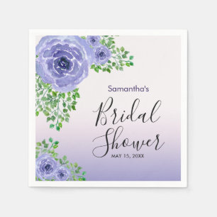 Serviette En Papier Fleurs Violettes Élégantes Laverie de Mariée