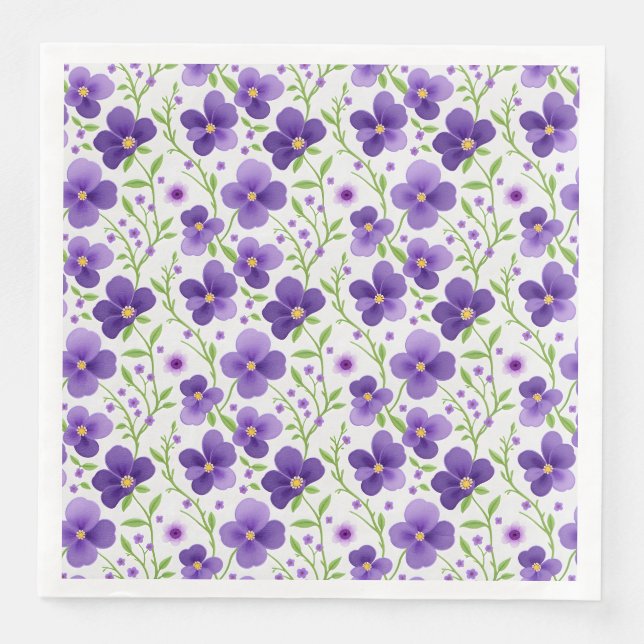 Serviette En Papier Fleurs violettes Floral Motif sans joint (Devant)