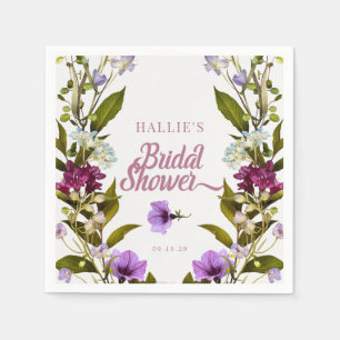 Serviette En Papier Fleurs violettes roses Pompe nuptiale en fleurs