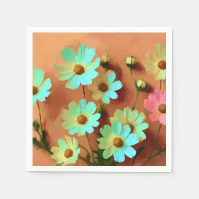 Serviette En Papier Fleurs Zinnia Elegans (Devant)