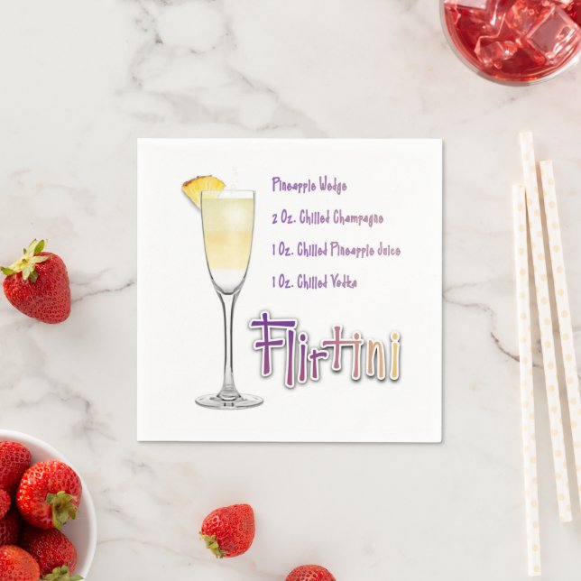 Serviette En Papier Flirtini ananas Mimosa Cocktail Recette Art (En situation)