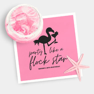 Serviette En Papier Flock Star Flamant Rose Anniversaire Tropical