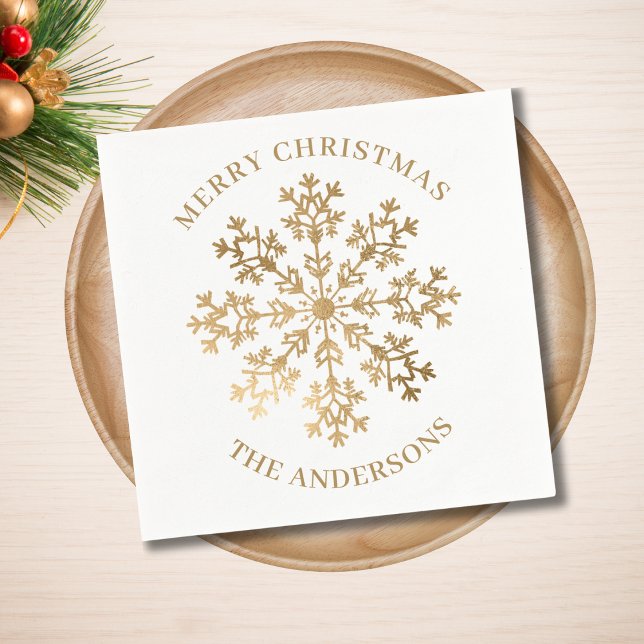 Serviette En Papier Flocon de neige doré Noël personnalisé (Créateur téléchargé)