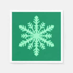 Serviette En Papier Flocon de neige Ikat - Vert pin et menthe