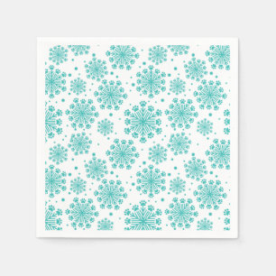 Serviette En Papier Flocon de neige turquoise sur blanc avec motif emp