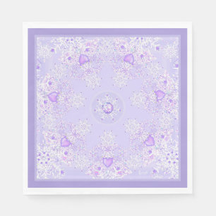 Serviette En Papier flocon de neige violet clair et coeur étincelant