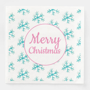 Serviette En Papier Flocons de neige à l'aquarelle Joyeux Noël Serviet