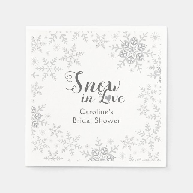 Serviette En Papier Flocons de neige d'hiver Neige en amour Baby Showe (Devant)