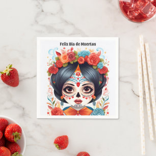 Serviette En Papier 🌹 Flor y Calavera : Hommage à Dia de Muertos 🌹