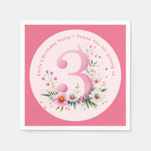 Serviette En Papier Floral 3e anniversaire Custom Trois fées princesse