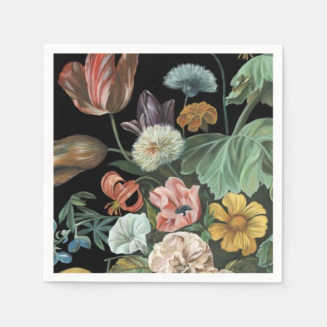 Serviette En Papier Floral baroque - Bouquet de fleurs (Devant)