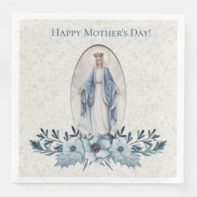 Serviette En Papier Floral bleu | Dame de grâce | Vierge | Dentelle (Devant)