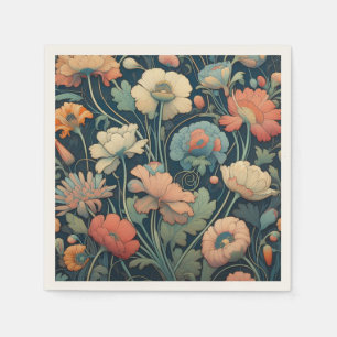 Serviette En Papier Floral bleu marine