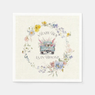 Serviette En Papier Floral Blue Truck Baby Boy in Bloom Paper Napkins