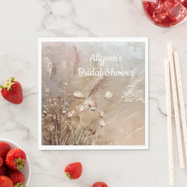 Serviette En Papier Floral Boho Beige Blanc (En situation)