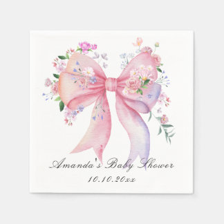 Serviette En Papier Floral Bow Flowers Girl Baby Shower