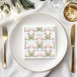 Serviette En Papier Floral Bow Garden Rustique Élégant Mariage photo