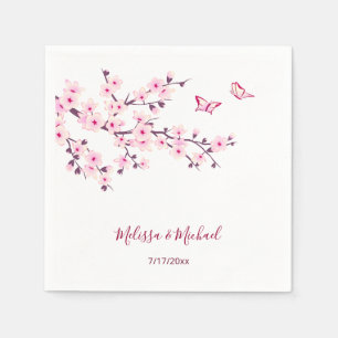 Serviette En Papier Floral Cherry Blossoms Vos Noms Mariage