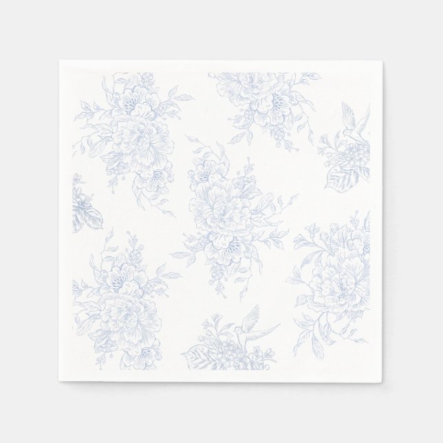 Serviette En Papier Floral Chintz Chinoiserie Blue Toile Mariage (Devant)
