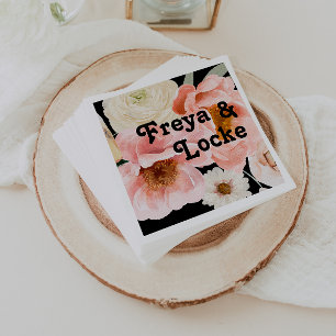Serviette En Papier Floral coloré gras   Napkins Mariage