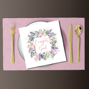 Serviette En Papier Floral Congrats Grad Parties scintillant Typograph