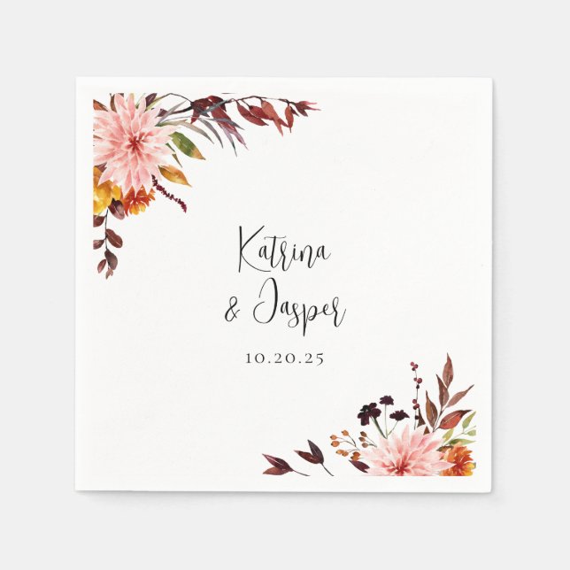 Serviette En Papier Floral d'automne rustique (Devant)