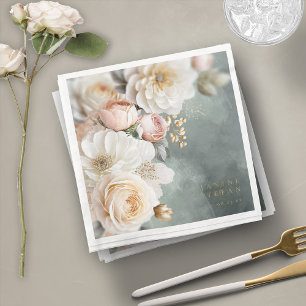 Serviette En Papier Floral Drama Mariage Numéro de table Green ID1022