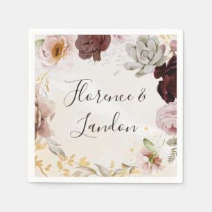 Serviette En Papier Floral flush moderne   Mariage d'aquarelle