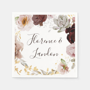 Serviette En Papier Floral flush moderne   Napkins Mariage