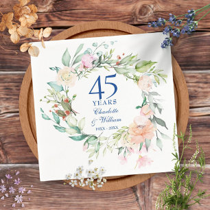 Serviette En Papier Floral Garland rose 45e 65e anniversaire Mariage