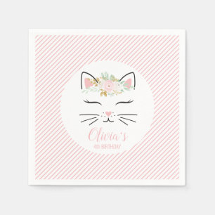 Serviette En Papier Floral Kitten Anniversaire Fête serviettes kitch v