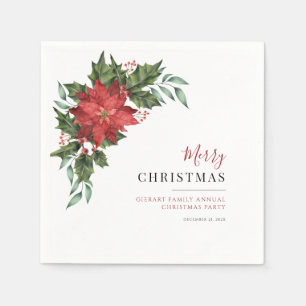 Serviette En Papier Floral Noël Poinsettia Family Party Papier