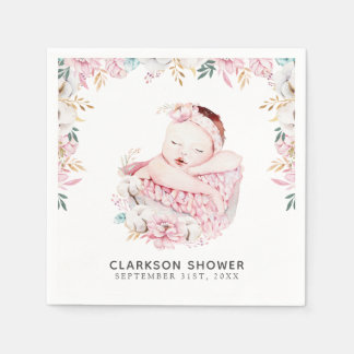 Serviette En Papier Floral nouveau-né