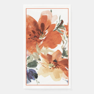 Serviette En Papier Floral orange et bleu