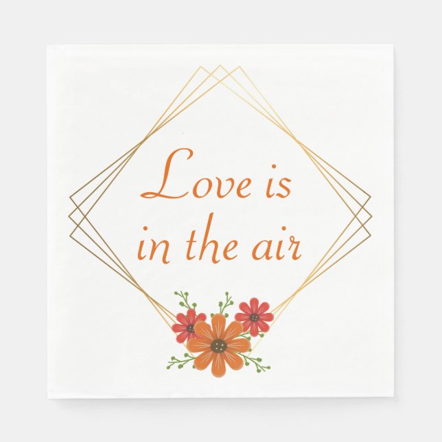 Serviette En Papier Floral Orange Mariage campagnard Amour Automne Nup (Devant)