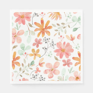 Serviette En Papier Floral Pastel Motif Tranquillité