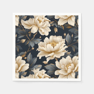 Serviette En Papier Floral Peony Élégant Moderne