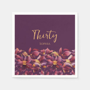 Serviette En Papier Floral pourpre-