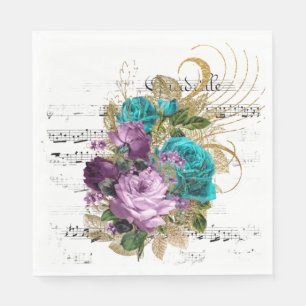 Serviette En Papier Floral pourpre vintage