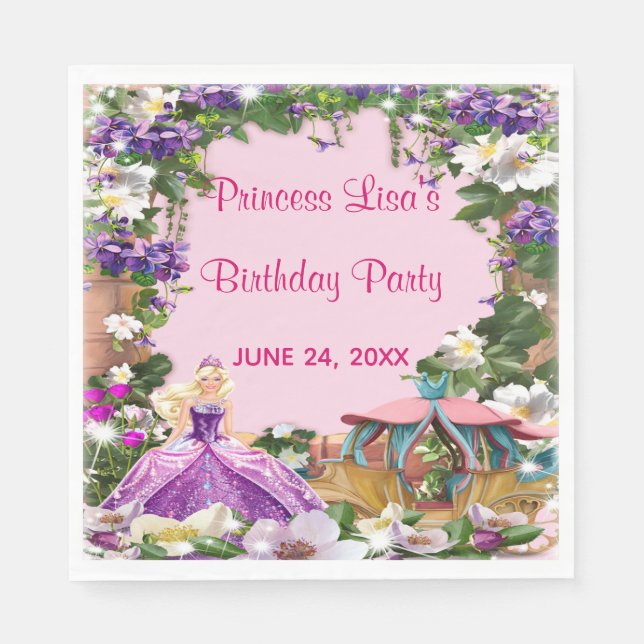 Serviette En Papier Floral Princess Enchanted Fairy Tale Anniversaire (Devant)