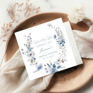 Serviette En Papier Floral Quelque chose de bleu avant de faire Fête d