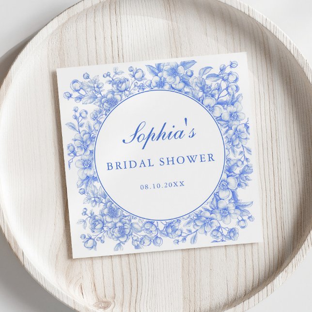 Serviette En Papier Floral Quelque chose de bleu Fête des mariées (Créateur téléchargé)