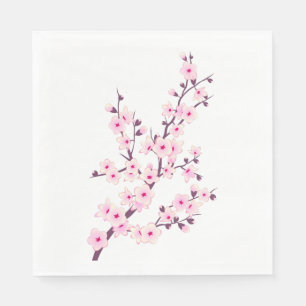 Serviette En Papier Floral rose cerise fleurs rose blanc