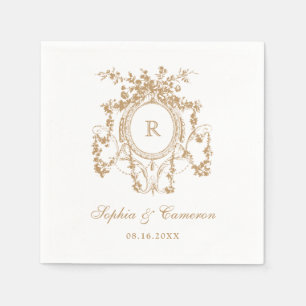 Serviette En Papier Floral Rose Crest Vintage Wedding Gold