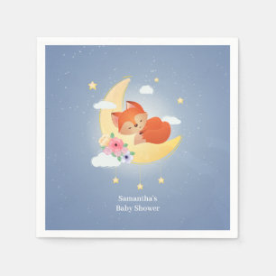 Serviette En Papier Floral rose mignon petit renard baby shower