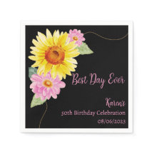 Floral rose noir jaune Monogramme Anniversaire ser