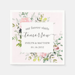 Serviette En Papier Floral rose Pour Jamais Commence Demain Répétition