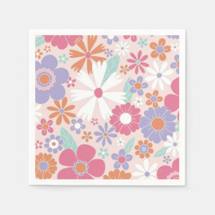 Serviette En Papier Floral rose Super rétro