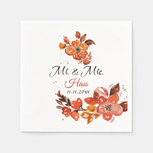 Serviette En Papier Floral rouge orange